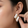 Gold White Marble Drop Earrings