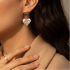 Crystal Heart Charm Drop Earrings (Anti Tarnish)