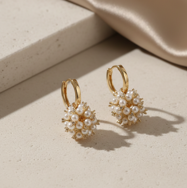 Pearl Bloom Hoop Earrings (Anti Tarnish)