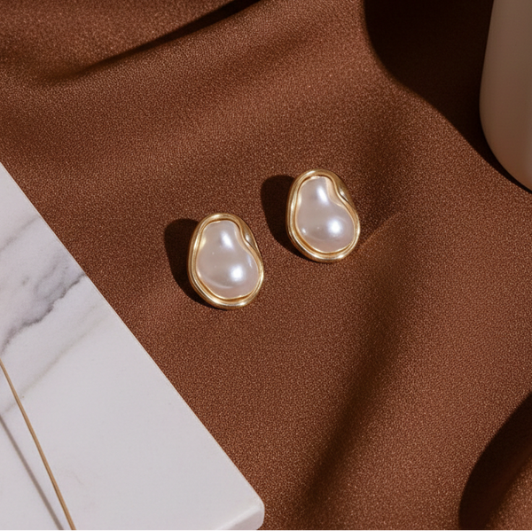 Ivory Pearl Wave Studs