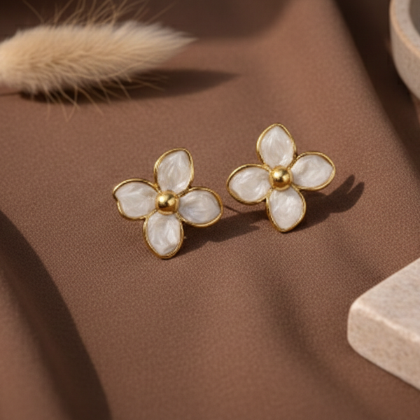 Petal Pearl Floral Stud Earrings